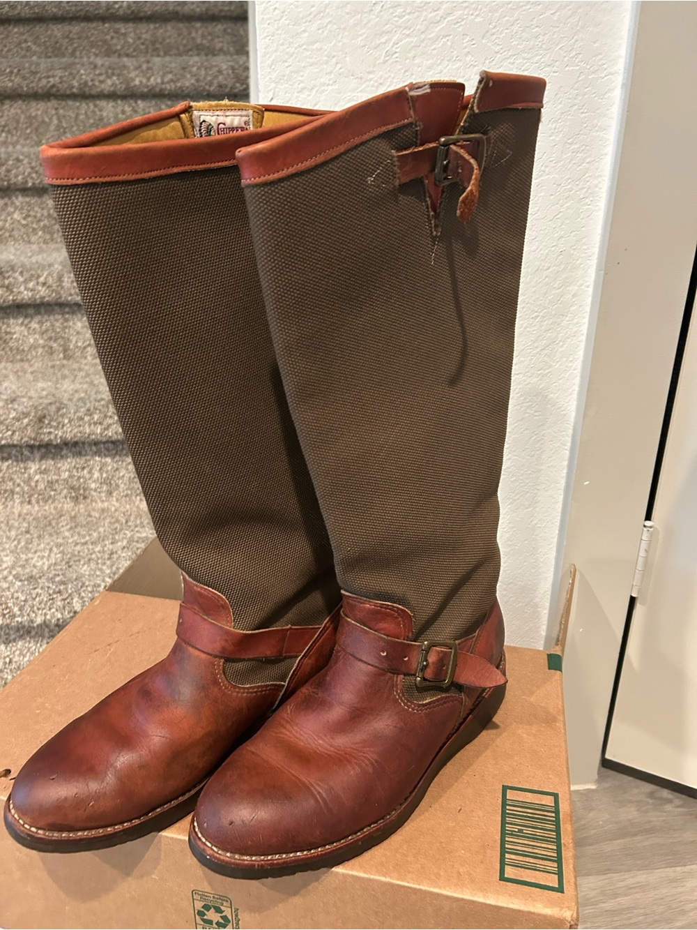 Chippewa Men's Descaro Viper Snake Boots canvas brown leather 9 D